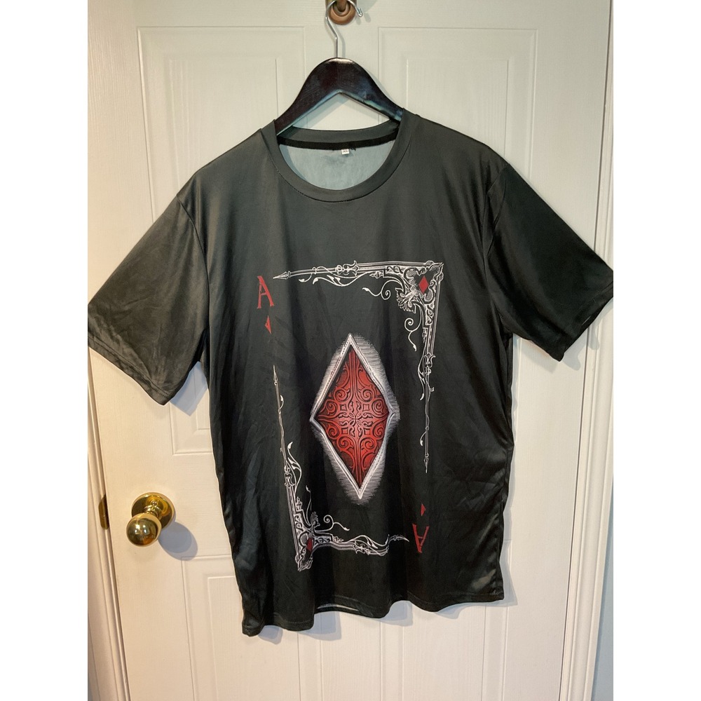 Unbranded Ace of Diamonds Graphic Tee Mens XL Black Excellent Playing Card Shirt